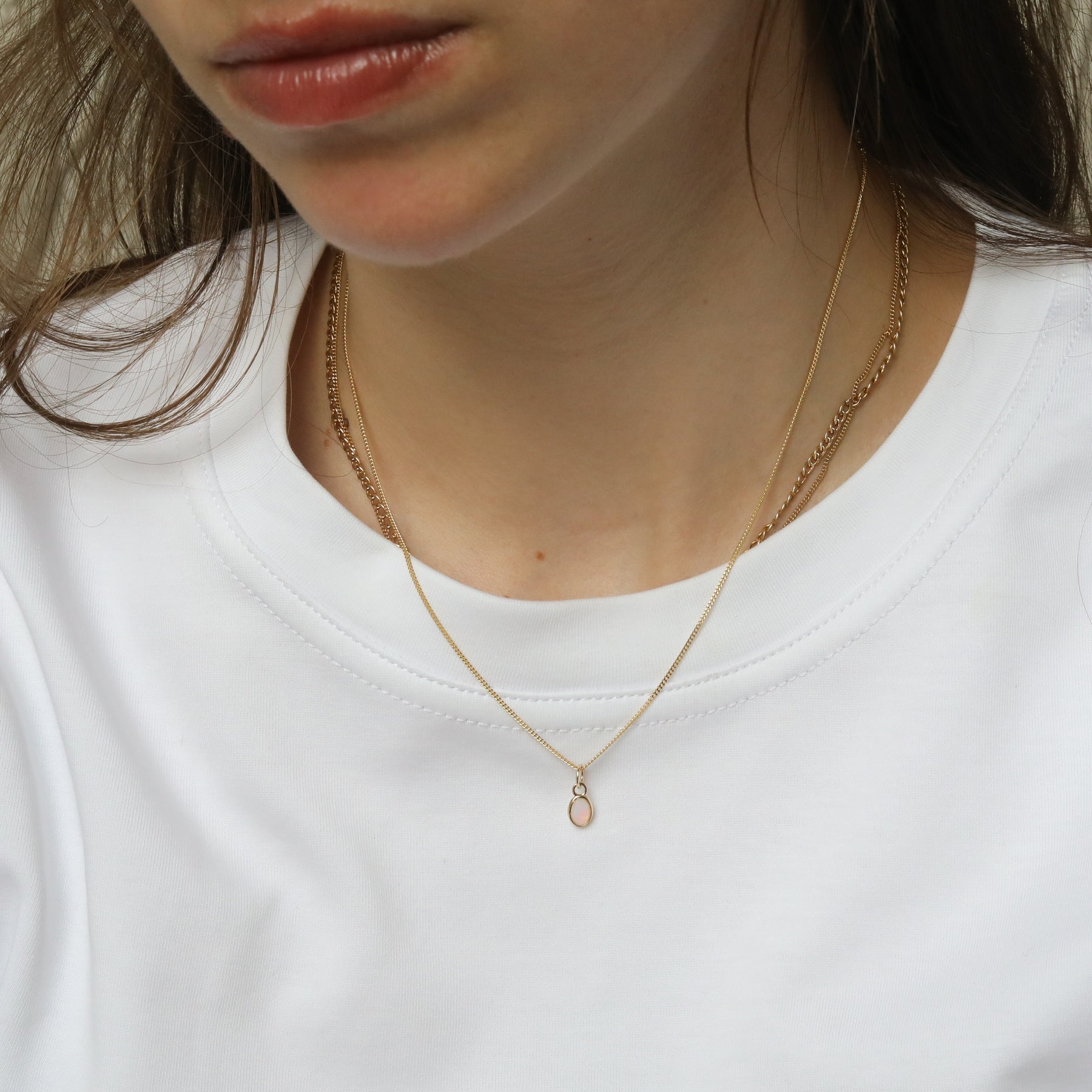 Opal Birthstone Pendant October | 14K Gold