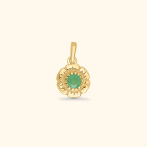 Vintage Emerald Flower Pendant | 14K Gold
